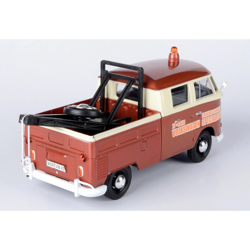 موتورماكس Motormax Volkswagen Type 2 (T1) شاحنة سحب فولكس فاجن متخصصون بني معدني وكريمي 1/24 نموذج سيارة مصبوبة - Image 2